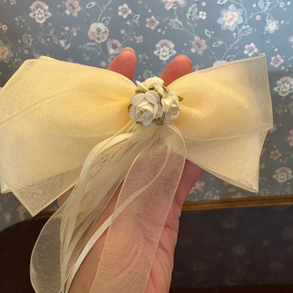 Kid's Dream Flower Girl‎ Headband Cream Floral Bow Comb Wedding First Communion
